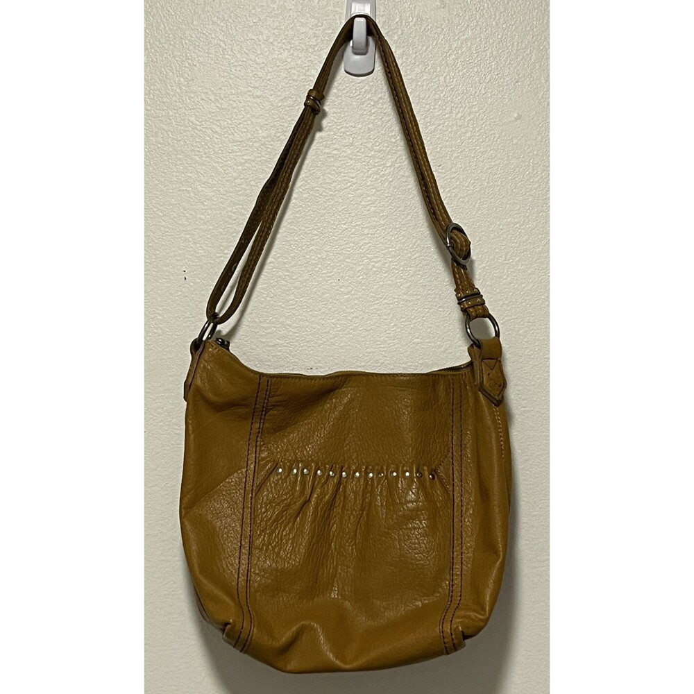 The Sak Women's Leather Shoulder Purse Handbag Medium Mustard Brown Hobo Bag